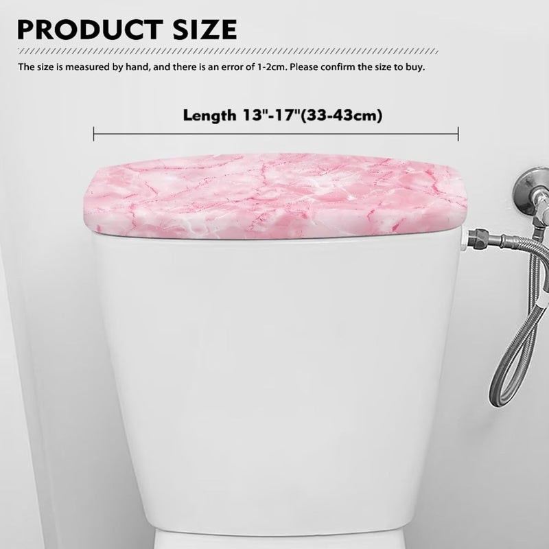 Tesivruno Marble Print Toilet Tank Lid Cover for Bathroom Universal Toilet Top Lid Protector with Elastic Bottom Keep Dust Stain Off Tanks, Pink - Image 5